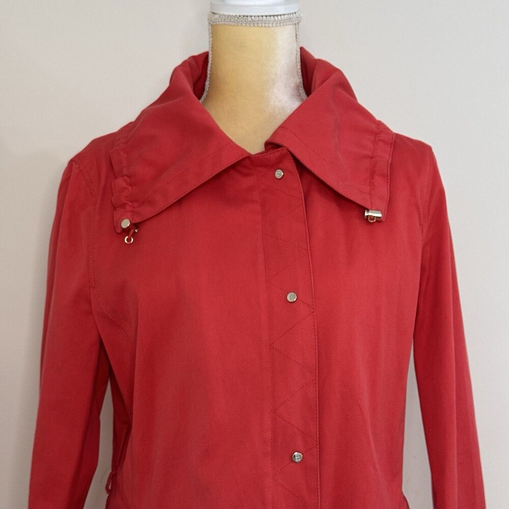 Carolina Herrera Cotton Spring Jacket Size Medium Red Coral Lined - Picture 3 of 15